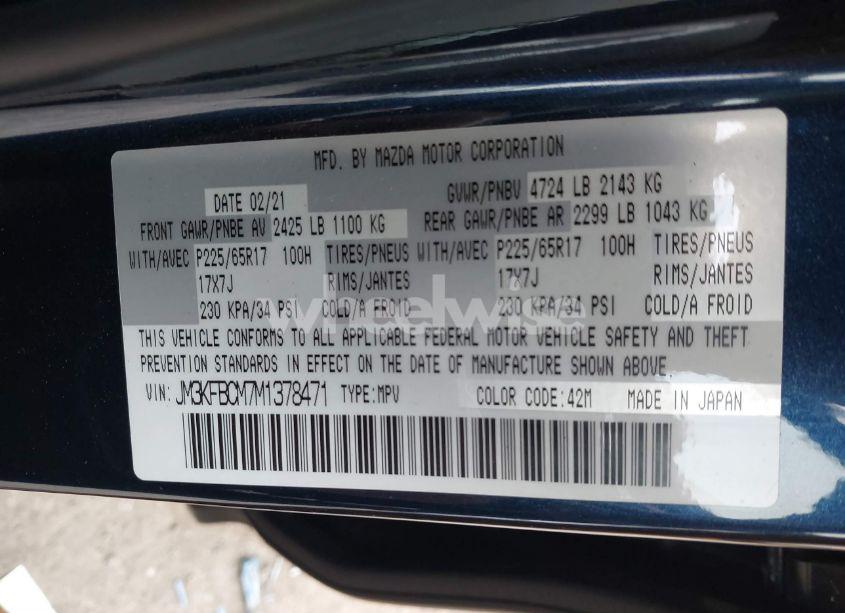 Photo 9 of 2021 Mazda Cx-5 TOURING (VIN JM3KFBCM7M1378471)