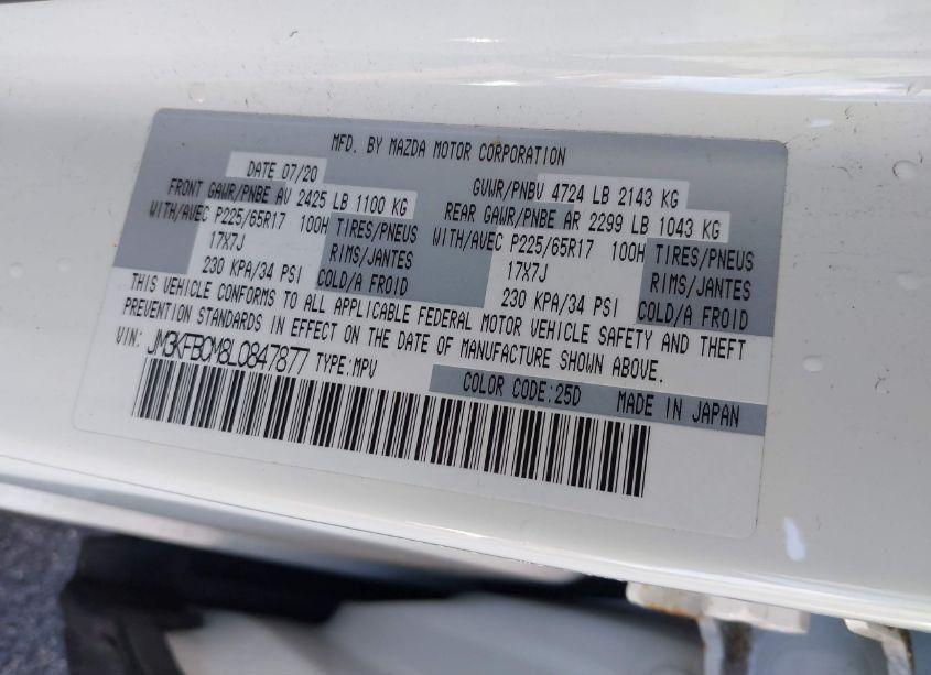 Photo 9 of 2020 Mazda Cx-5 TOURING (VIN JM3KFBCM8L0847877)