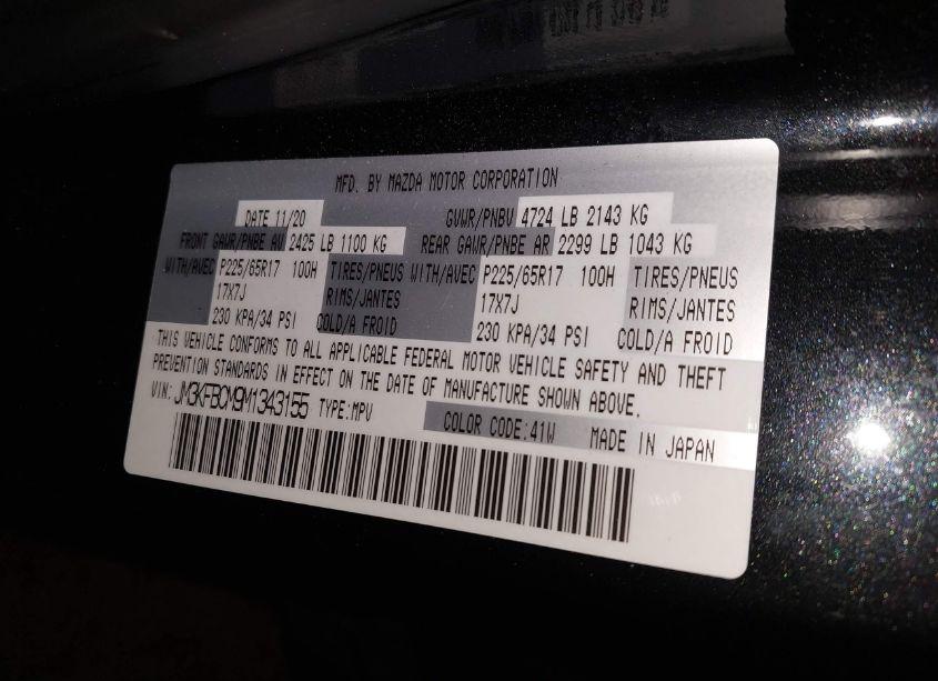 Photo 9 of 2021 Mazda Cx-5 TOURING (VIN JM3KFBCM9M1343155)