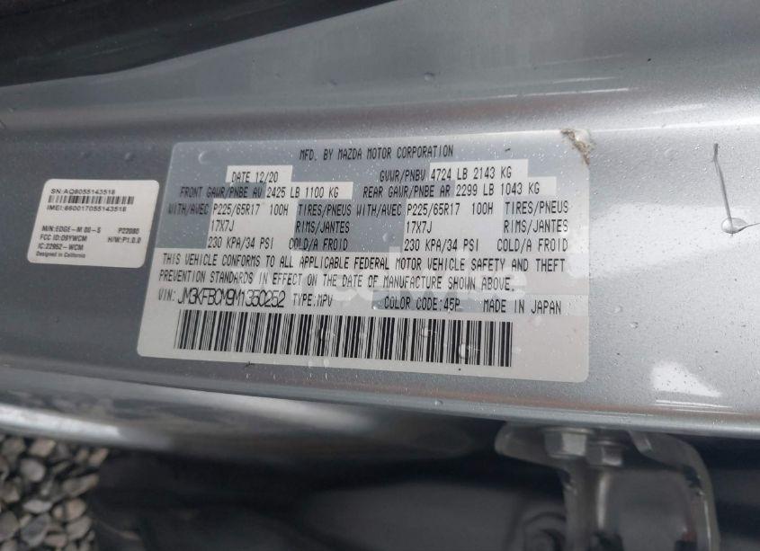 Photo 9 of 2021 Mazda Cx-5 TOURING (VIN JM3KFBCM9M1350252)