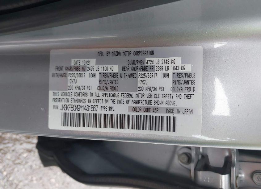 Photo 9 of 2021 Mazda Cx-5 TOURING (VIN JM3KFBCM9M1481567)