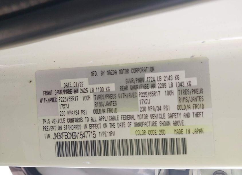 Photo 9 of 2022 Mazda Cx-5 2.5 S PREFERRED (VIN JM3KFBCM9N1547715)