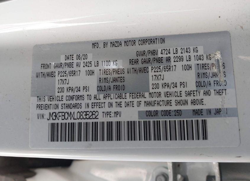 Photo 9 of 2020 Mazda Cx-5 TOURING (VIN JM3KFBCMXL0835262)