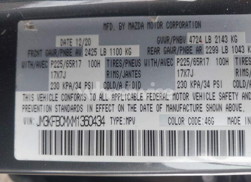 Photo 9 of 2021 Mazda Cx-5 TOURING (VIN JM3KFBCMXM1360434)