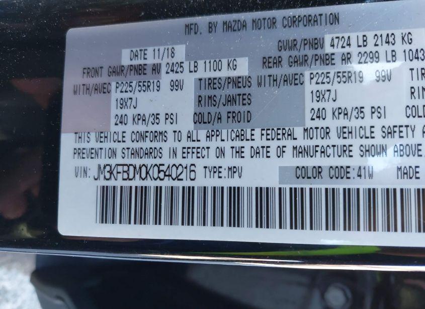 Photo 9 of 2019 Mazda Cx-5 GRAND TOURING (VIN JM3KFBDM0K0540216)