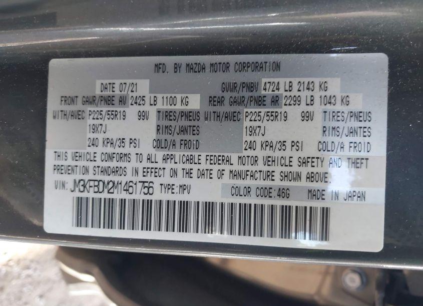 Photo 9 of 2021 Mazda Cx-5 GRAND TOURING (VIN JM3KFBDM2M1461756)