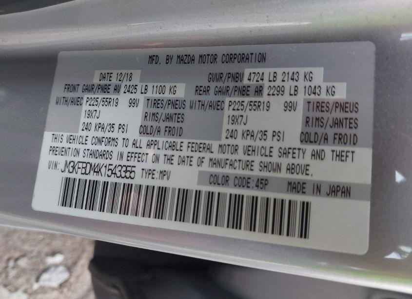 Photo 9 of 2019 Mazda Cx-5 GRAND TOURING (VIN JM3KFBDM4K1543355)