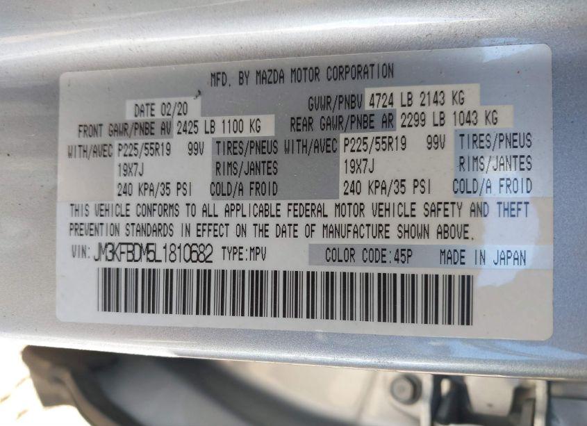 Photo 9 of 2020 Mazda Cx-5 GRAND TOURING (VIN JM3KFBDM5L1810682)