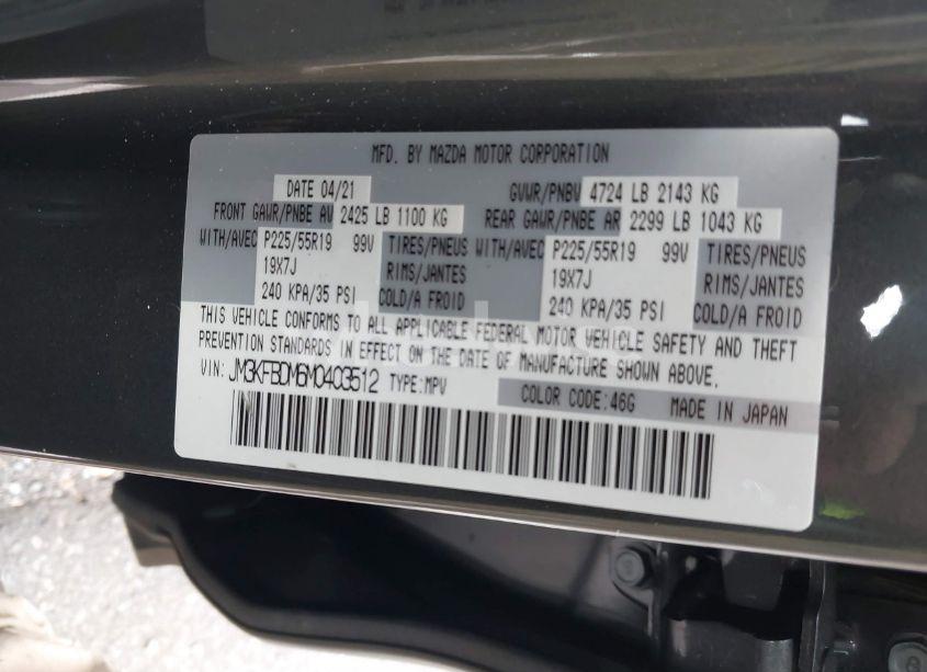 Photo 9 of 2021 Mazda Cx-5 GRAND TOURING (VIN JM3KFBDM6M0403512)