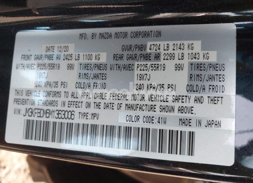 Photo 9 of 2021 Mazda Cx-5 GRAND TOURING (VIN JM3KFBDM6M1363006)