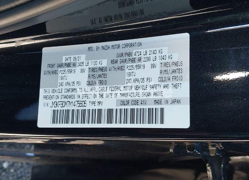 Photo 9 of 2021 Mazda Cx-5 GRAND TOURING (VIN JM3KFBDM7M1475605)