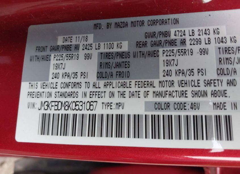 Photo 9 of 2019 Mazda Cx-5 GRAND TOURING (VIN JM3KFBDM8K0531067)