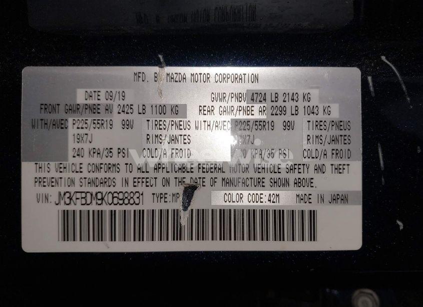 Photo 9 of 2019 Mazda Cx-5 GRAND TOURING (VIN JM3KFBDM9K0698831)