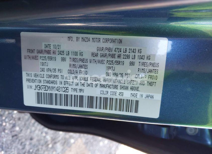 Photo 9 of 2021 Mazda Cx-5 GRAND TOURING (VIN JM3KFBDMXM1481026)