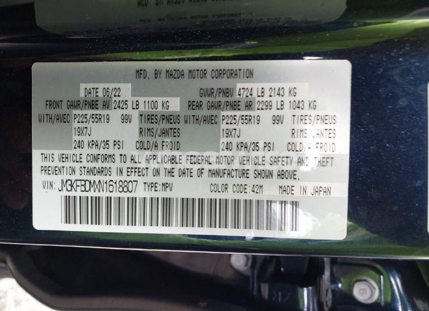 Photo 9 of 2022 Mazda Cx-5 2.5 S PREMIUM (VIN JM3KFBDMXN1618807)