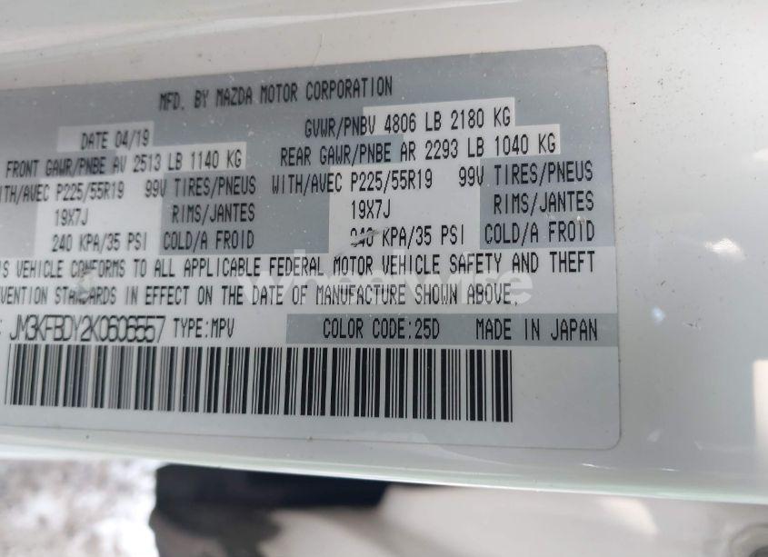 Photo 9 of 2019 Mazda Cx-5 GRAND TOURING RESERVE (VIN JM3KFBDY2K0606557)