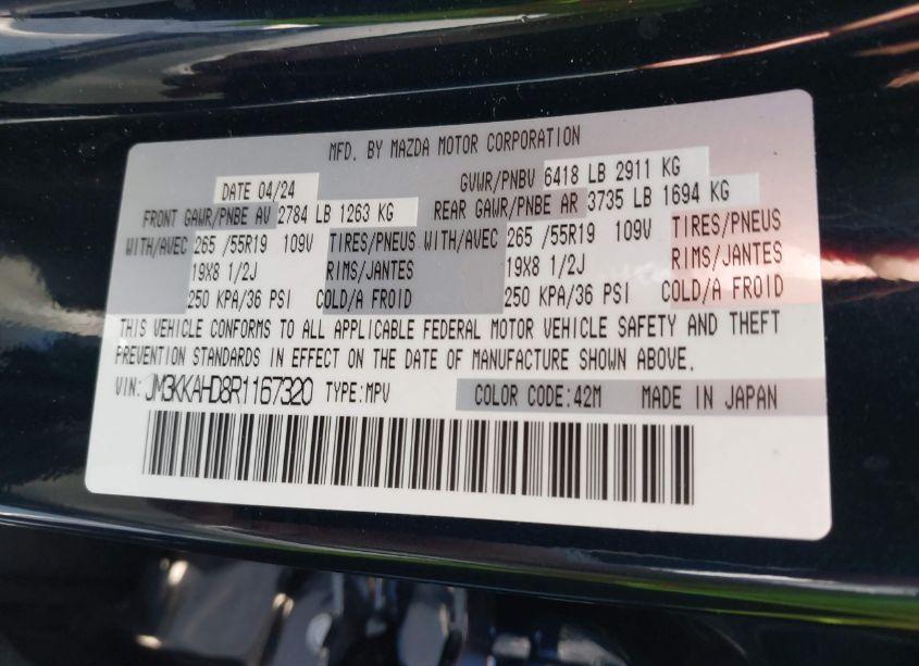 Photo 9 of 2024 Mazda Cx-90 3.3 TURBO SELECT (VIN JM3KKAHD8R1167320)