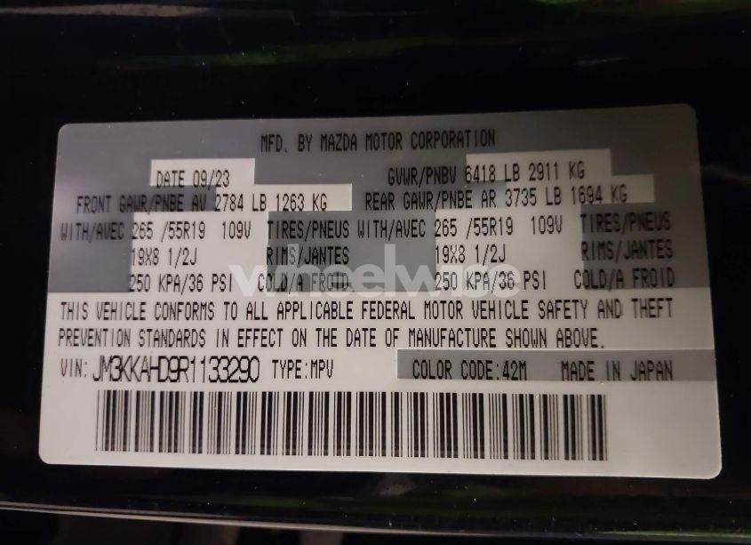 Photo 9 of 2024 Mazda Cx-90 3.3 TURBO SELECT (VIN JM3KKAHD9R1133290)