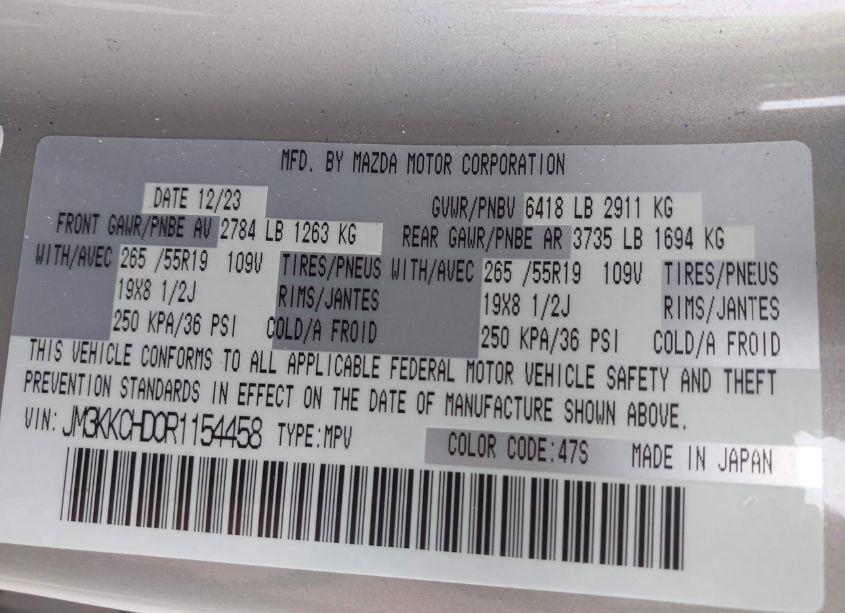 Photo 9 of 2024 Mazda Cx-90 3.3 TURBO PREFERRED PLUS (VIN JM3KKCHD0R1154458)