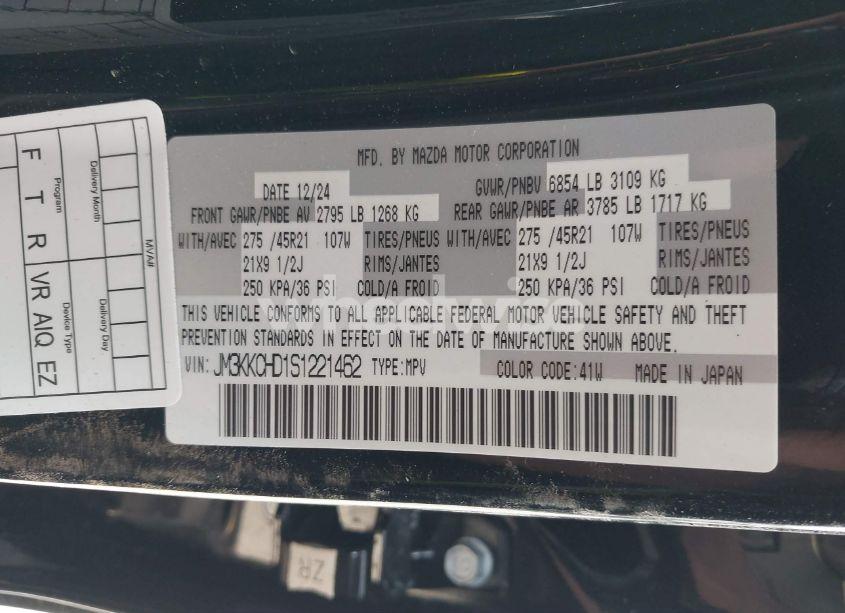 Photo 9 of 2025 Mazda Cx-90 3.3 TURBO PREMIUM SPORT (VIN JM3KKCHD1S1221462)