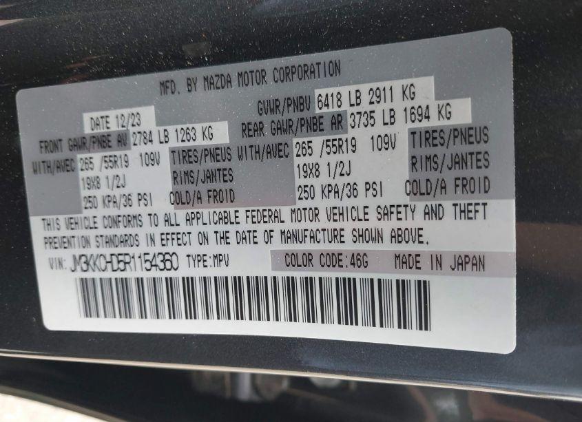 Photo 9 of 2024 Mazda Cx-90 3.3 TURBO PREFERRED PLUS (VIN JM3KKCHD5R1154360)