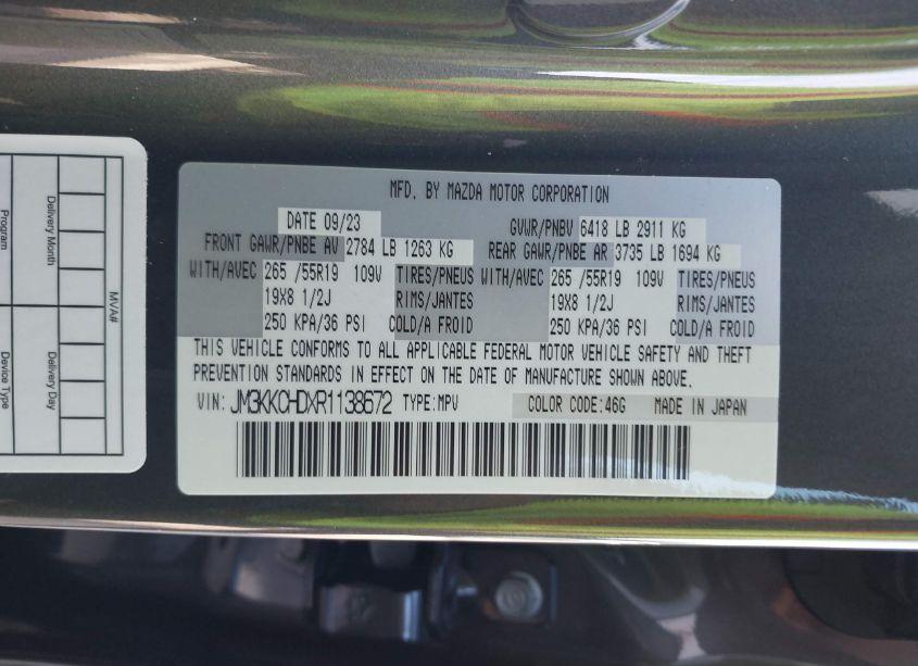 Photo 9 of 2024 Mazda Cx-90 3.3 TURBO PREFERRED PLUS (VIN JM3KKCHDXR1138672)