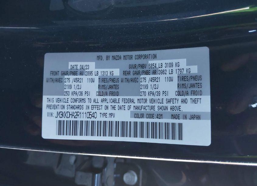 Photo 9 of 2024 Mazda Cx-90 PHEV PREMIUM (VIN JM3KKDHA2R1110540)