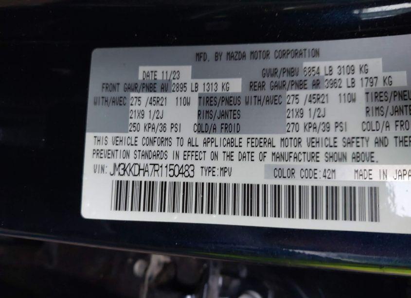 Photo 9 of 2024 Mazda Cx-90 PHEV PREMIUM (VIN JM3KKDHA7R1150483)