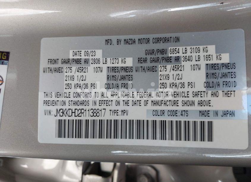 Photo 9 of 2024 Mazda Cx-90 3.3 TURBO PREMIUM (VIN JM3KKDHD2R1138817)
