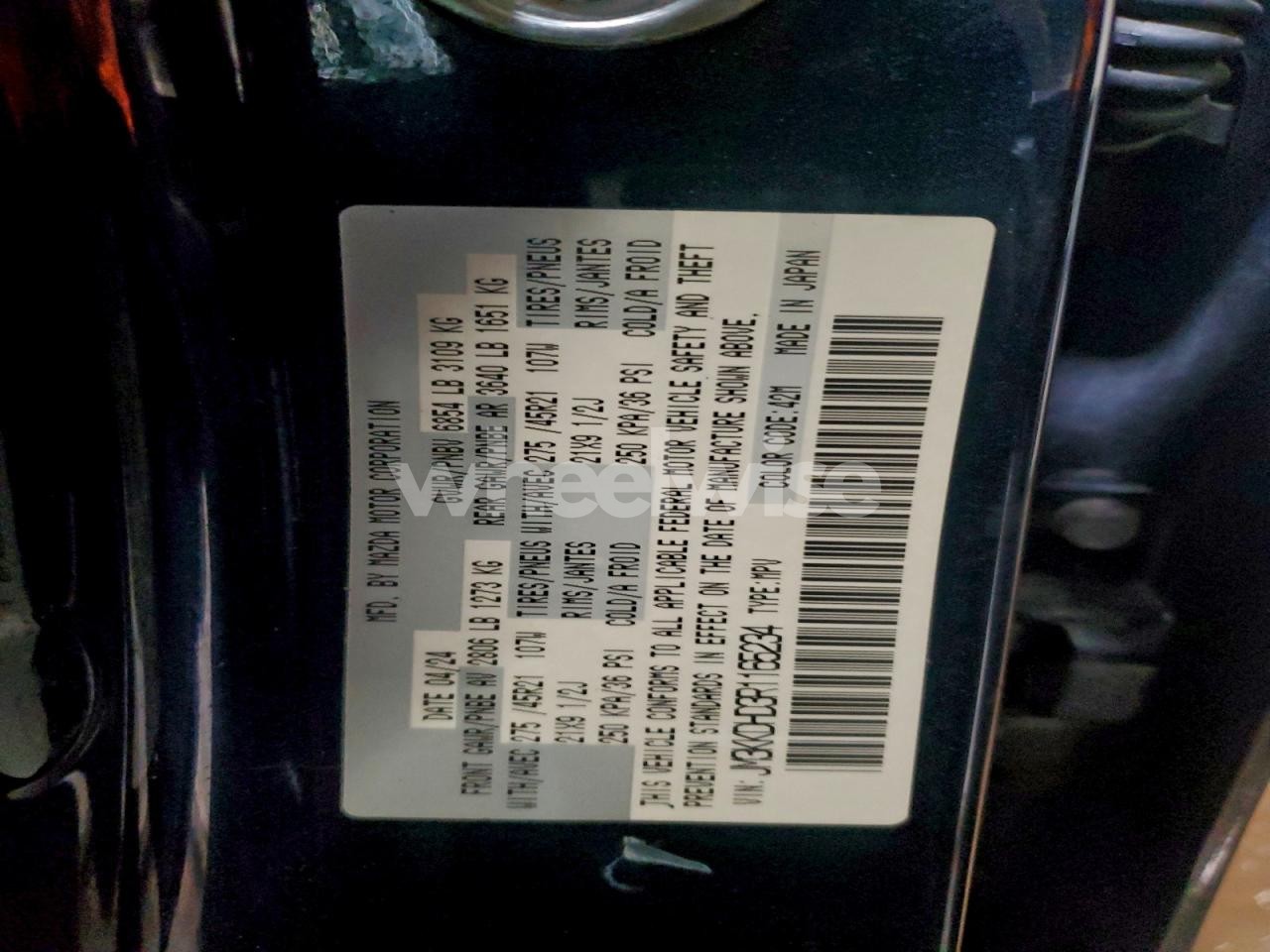 Photo 13 of 2024 MAZDA CX-90 PREMIUM (VIN JM3KKDHD3R1165234)