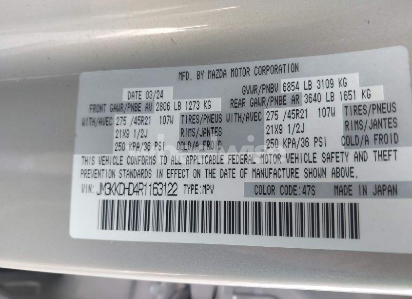 Photo 9 of 2024 Mazda Cx-90 3.3 TURBO PREMIUM (VIN JM3KKDHD4R1163122)