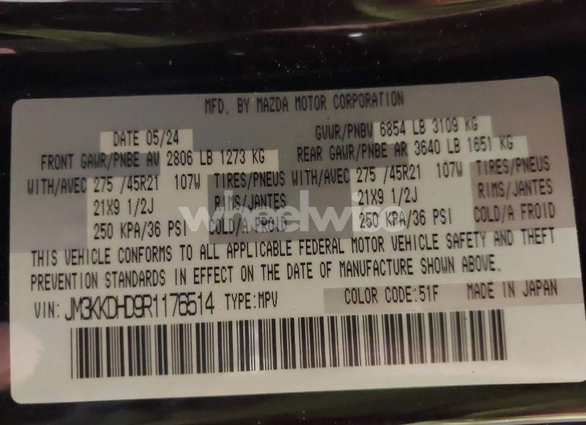 Photo 9 of 2024 Mazda Cx-90 3.3 TURBO PREMIUM (VIN JM3KKDHD9R1176514)