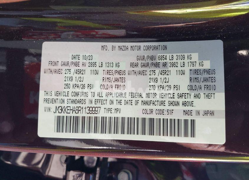 Photo 9 of 2024 Mazda Cx-90 PHEV PREMIUM PLUS (VIN JM3KKEHA8R1139997)