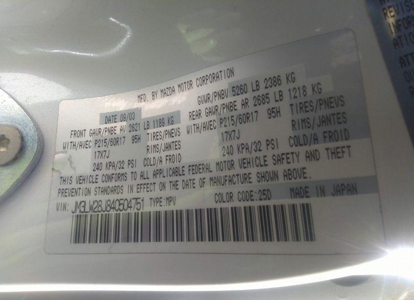 Photo 9 of 2004 Mazda Mpv ES (VIN JM3LW28J840504751)