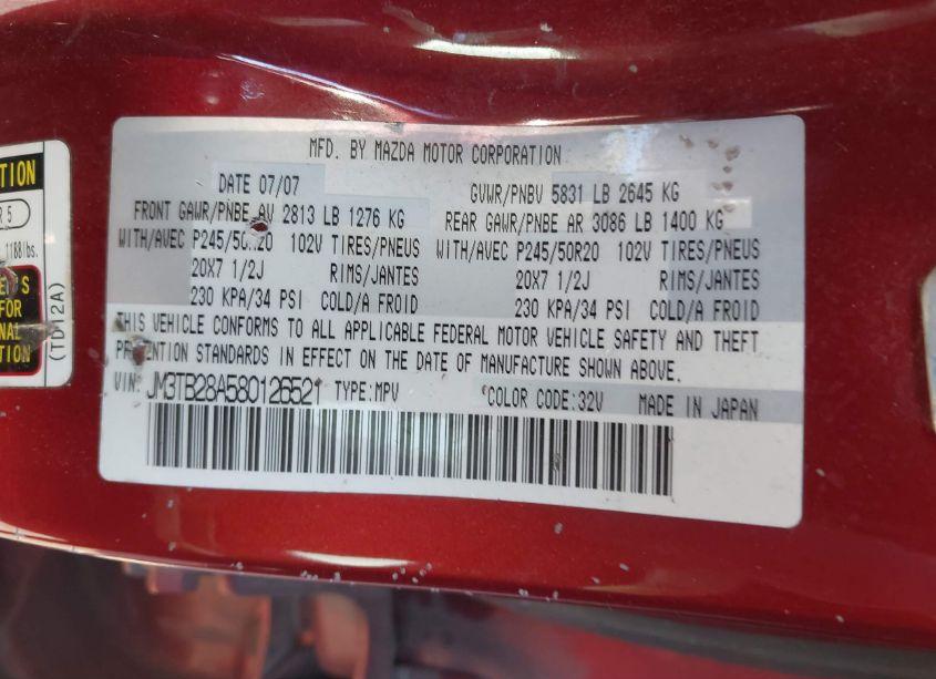 Photo 9 of 2008 Mazda Cx-9 GRAND TOURING (VIN JM3TB28A580126521)