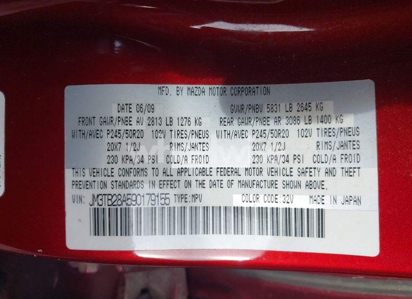 Photo 9 of 2009 Mazda Cx-9 GRAND TOURING (VIN JM3TB28A590179155)