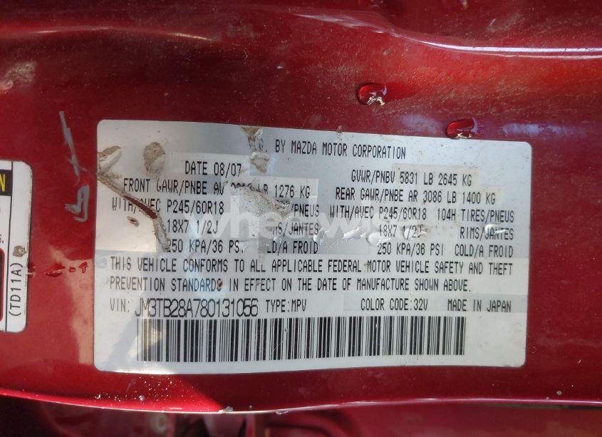 Photo 9 of 2008 Mazda Cx-9 TOURING (VIN JM3TB28A780131056)