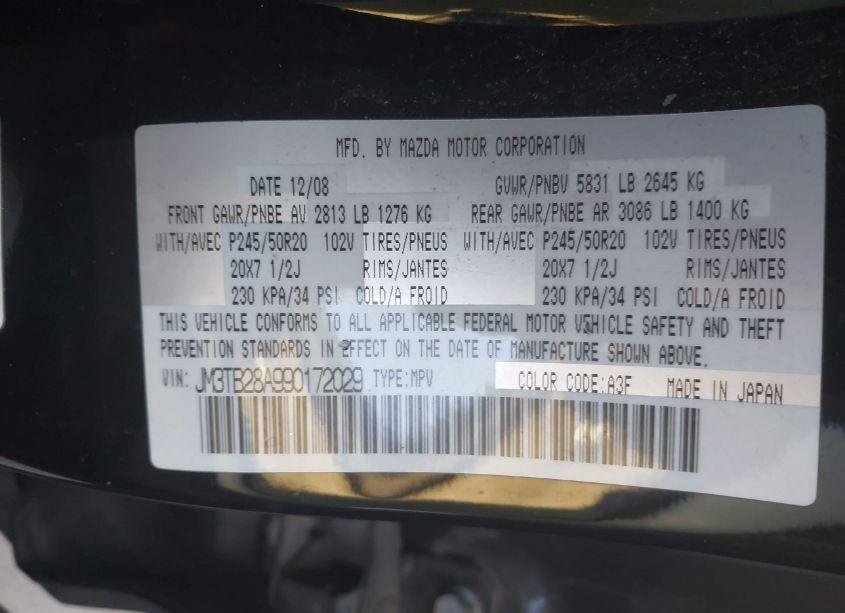 Photo 9 of 2009 Mazda Cx-9 GRAND TOURING (VIN JM3TB28A990172029)