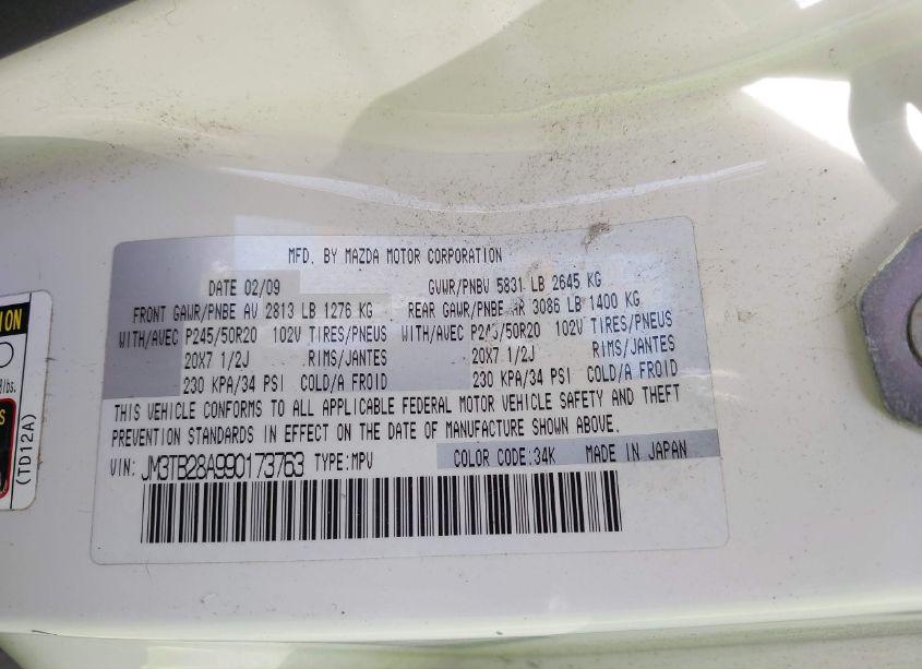Photo 9 of 2009 Mazda Cx-9 GRAND TOURING (VIN JM3TB28A990173763)