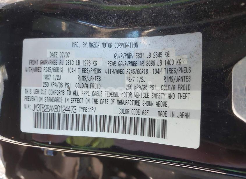 Photo 9 of 2008 Mazda Cx-9 TOURING (VIN JM3TB28AX80124473)