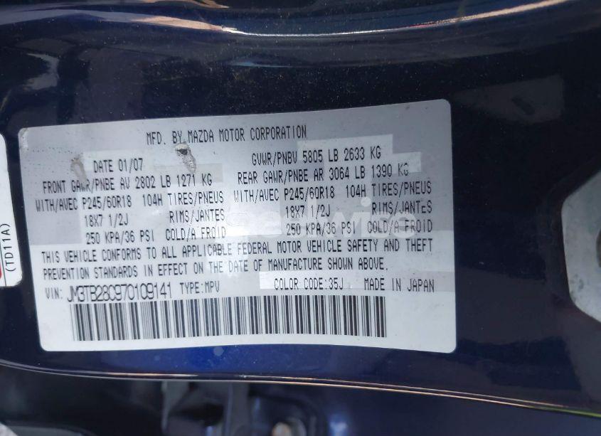 Photo 9 of 2007 Mazda Cx-9 SPORT (VIN JM3TB28C970109141)