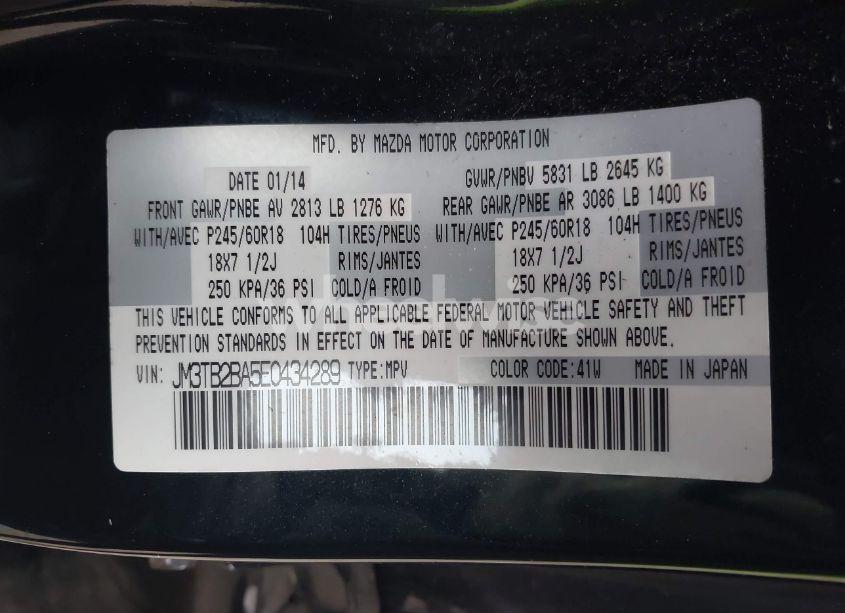 Photo 9 of 2014 Mazda Cx-9 SPORT (VIN JM3TB2BA5E0434289)