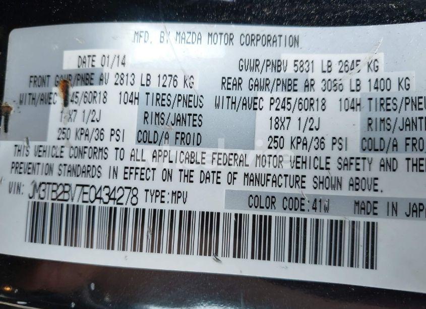 Photo 9 of 2014 Mazda Cx-9 SPORT (VIN JM3TB2BV7E0434278)