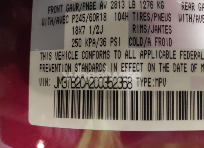 Photo 9 of 2012 Mazda Cx-9 TOURING (VIN JM3TB2CA2C0352368)