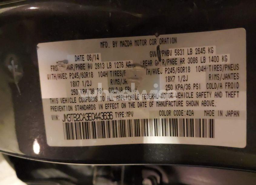 Photo 9 of 2014 Mazda Cx-9 TOURING (VIN JM3TB2CA3E0443636)