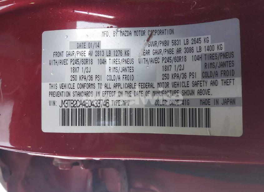 Photo 9 of 2014 Mazda Cx-9 TOURING (VIN JM3TB2CA4E0433746)