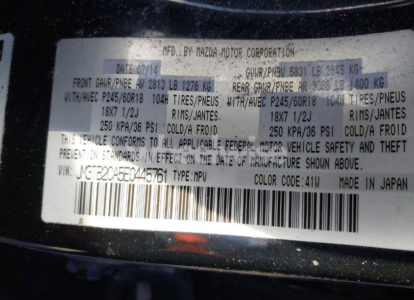 Photo 9 of 2014 Mazda Cx-9 TOURING (VIN JM3TB2CA5E0445761)