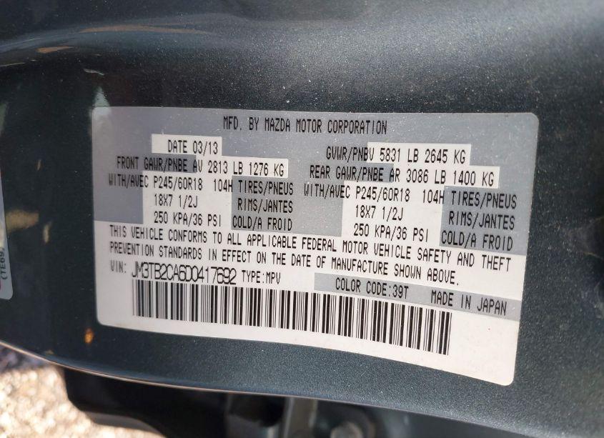 Photo 9 of 2013 Mazda Cx-9 TOURING (VIN JM3TB2CA6D0417692)