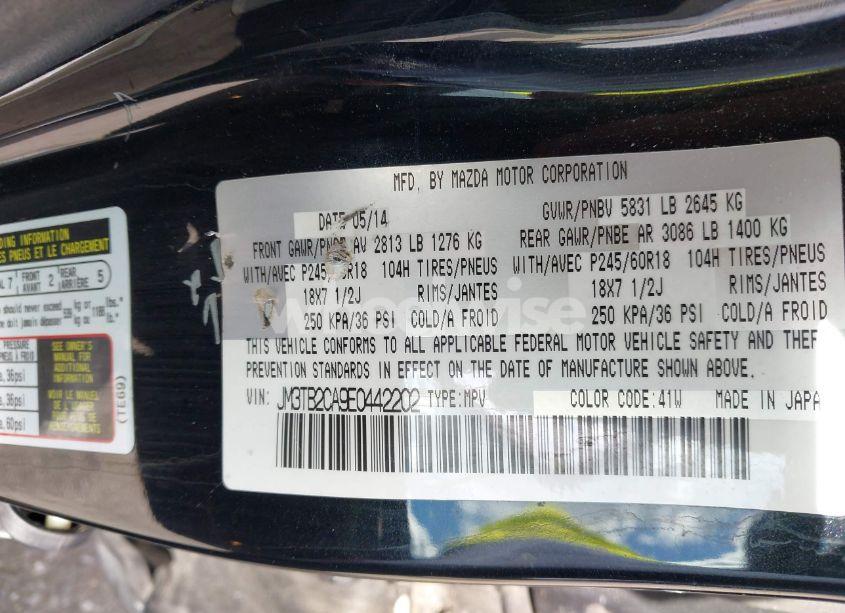 Photo 9 of 2014 Mazda Cx-9 TOURING (VIN JM3TB2CA9E0442202)