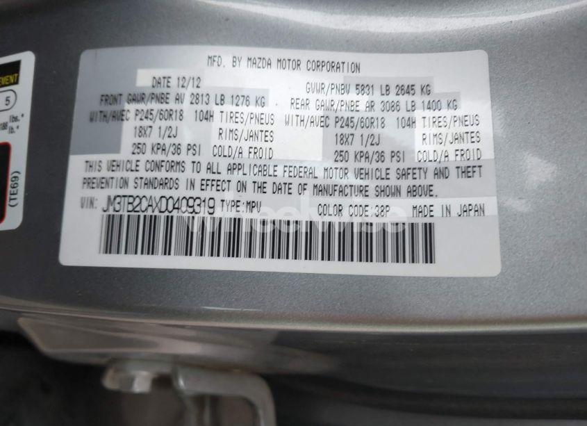 Photo 9 of 2013 Mazda Cx-9 TOURING (VIN JM3TB2CAXD0409319)